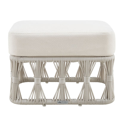 Breeze - Cream Metal Outdoor Ottoman With Cushions - Pearl