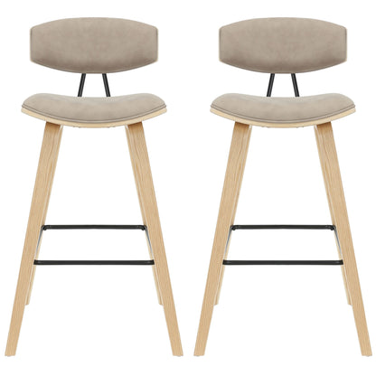 Fox - Bar Height Curved Back Wood Bar Stool With Faux Leather Seat