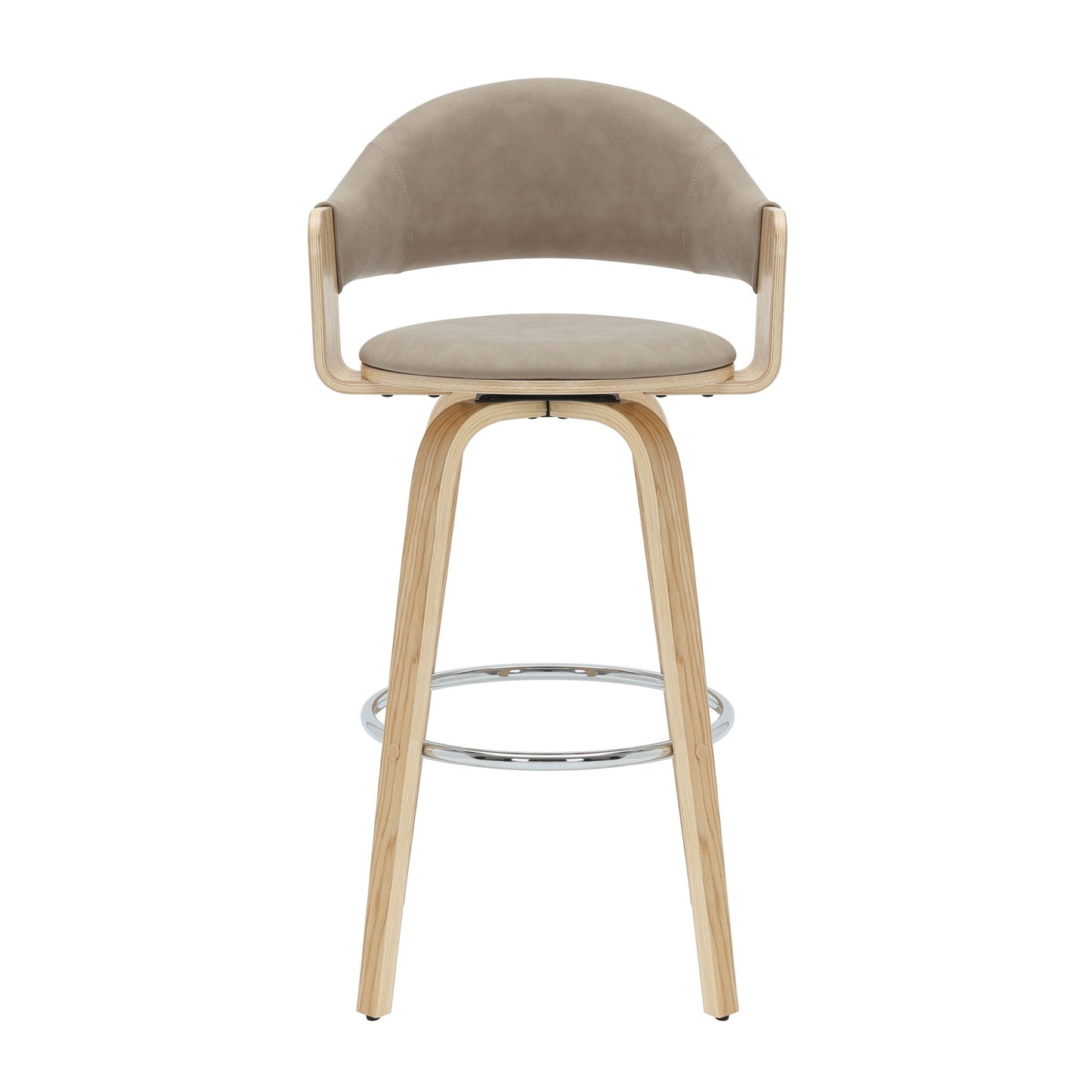 Daxton - Swivel Bar Height Round Back Wood Bar Stool With Faux Leather Seat